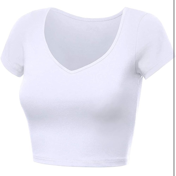 Vneck White crop Top - Picture 1 of 12